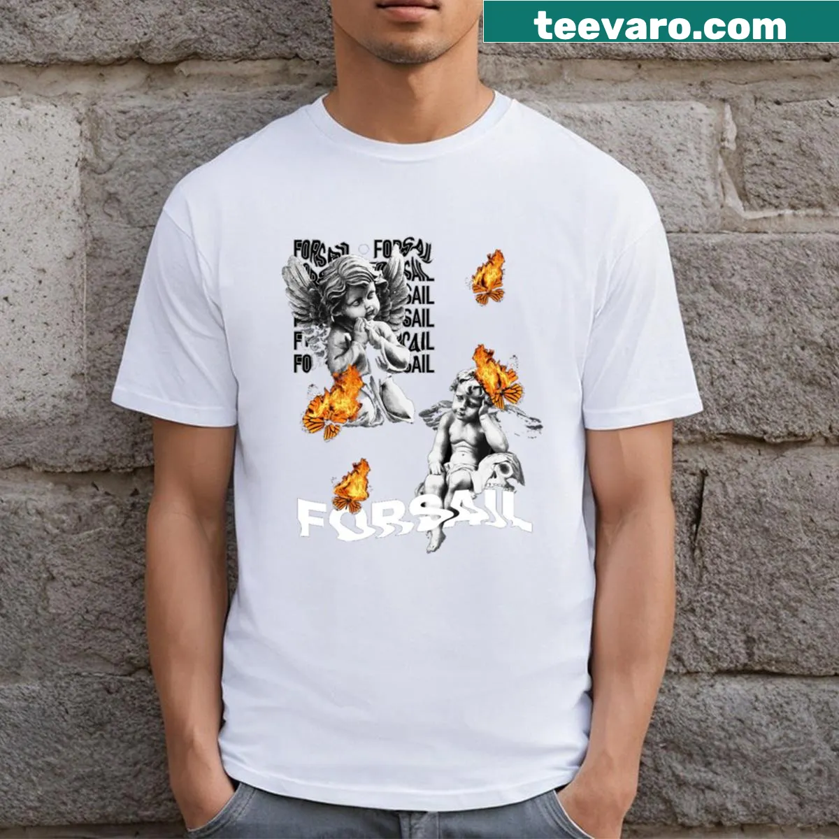 Minimalist urban streetwear T-shirt with contemporary graphic — on a men's t-shirt