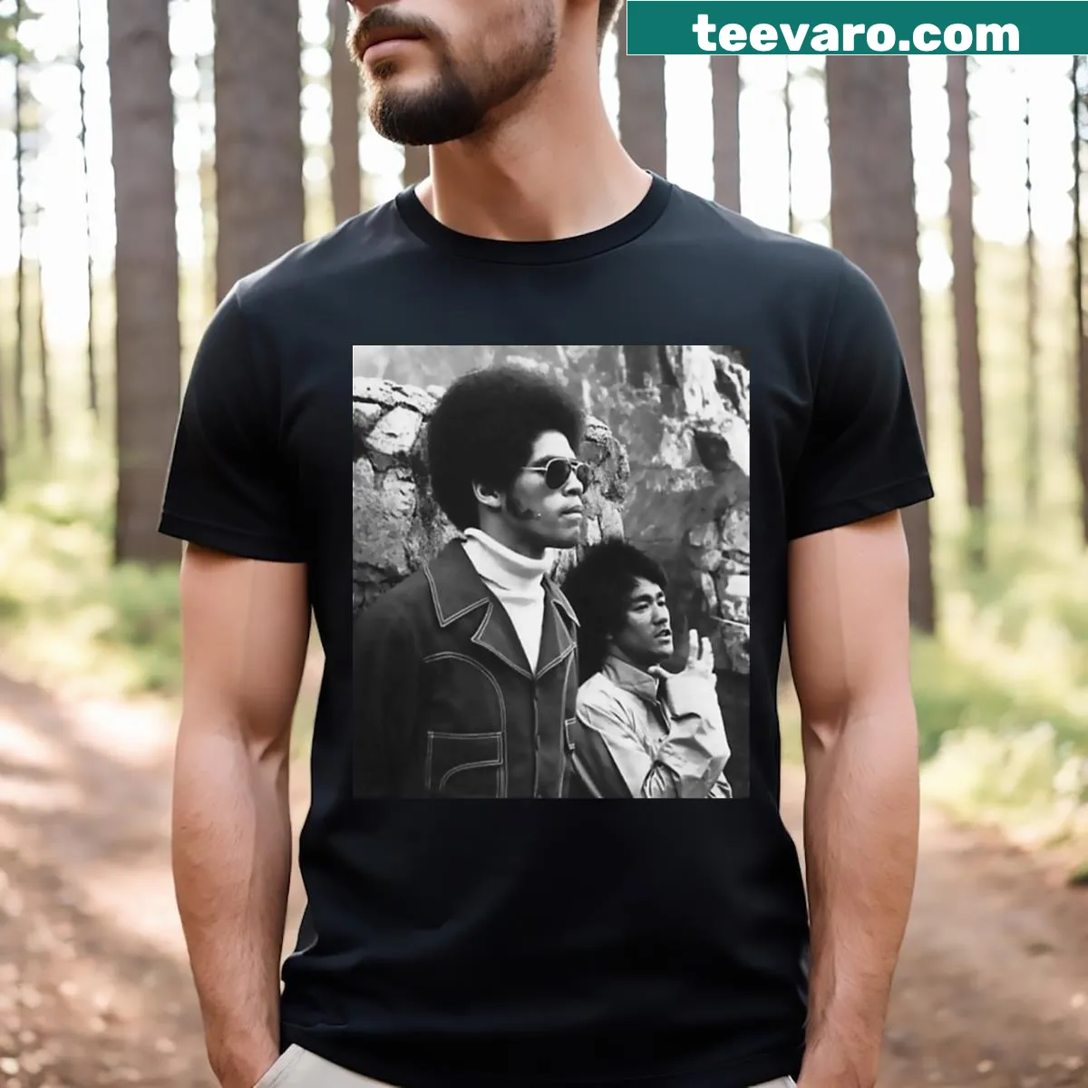 Graphic T-shirt honoring athlete Jim Kelly Lee — on a men's t-shirt