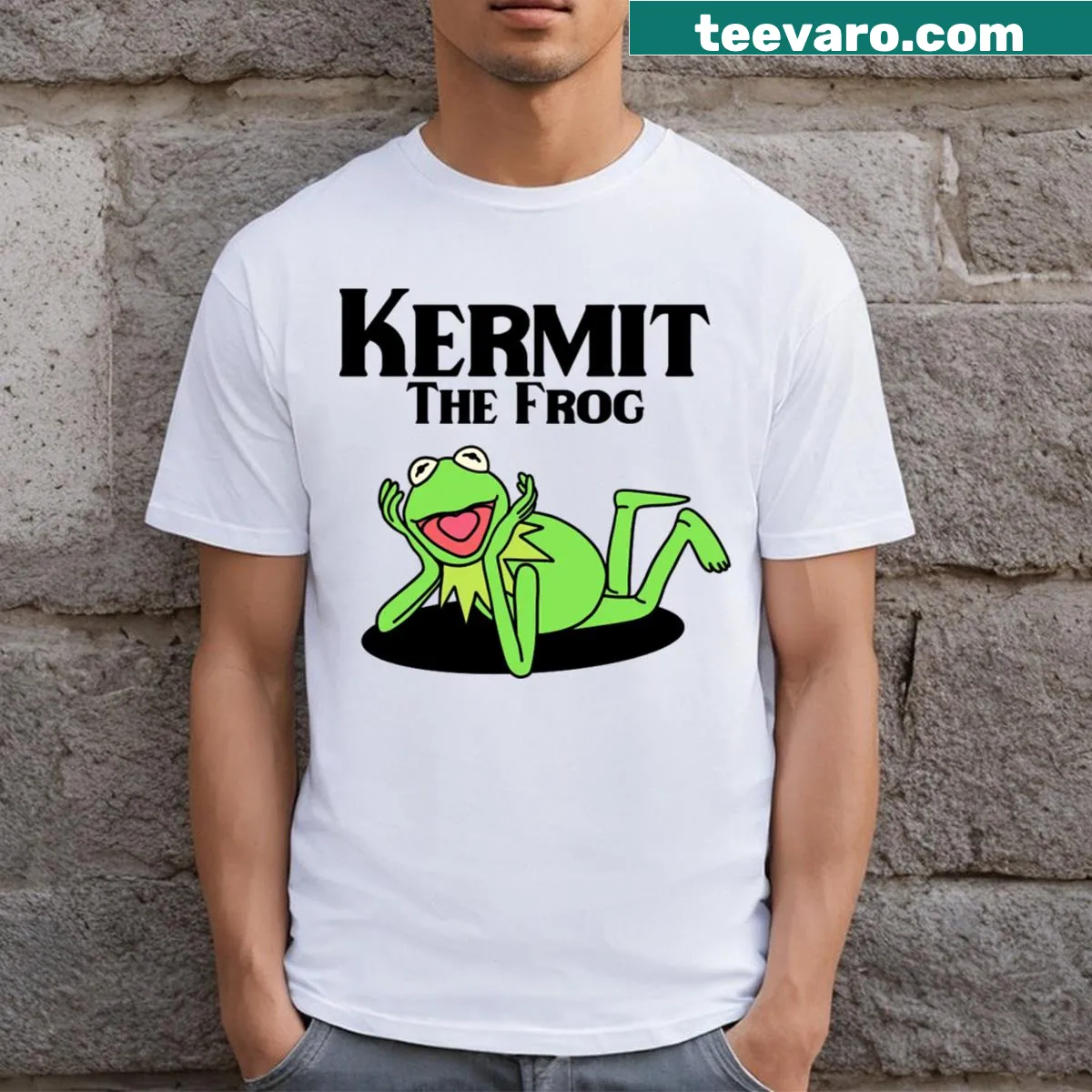 Kermit the Frog illustrated T-shirt — on a men's t-shirt