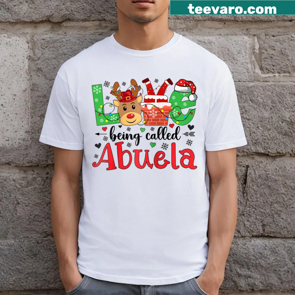 Christmas Abuela tee with cheerful text design for grandmas — on a men's t-shirt
