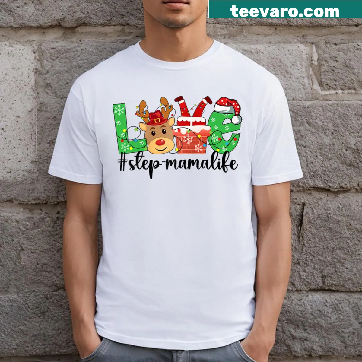 Christmas stepmom tee with heartwarming phrase for stepmothers — on a men's t-shirt