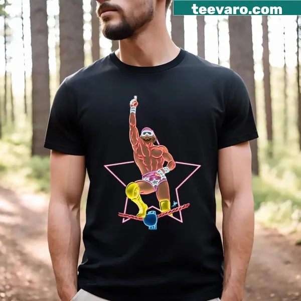 Macho Man neon-themed T-shirt with wrestling design