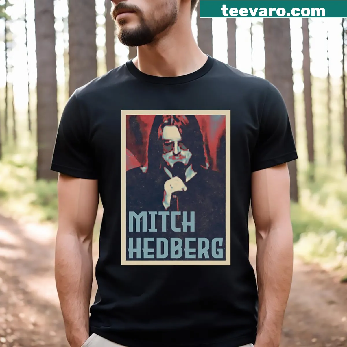 Mitch Hedberg fan art T-shirt showcasing clever illustrations and quotes. — on a men's t-shirt