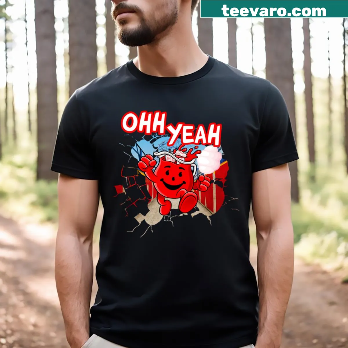 Fun Oh Yeah Macho Man Kool Aid T-shirt with playful design — on a men's t-shirt