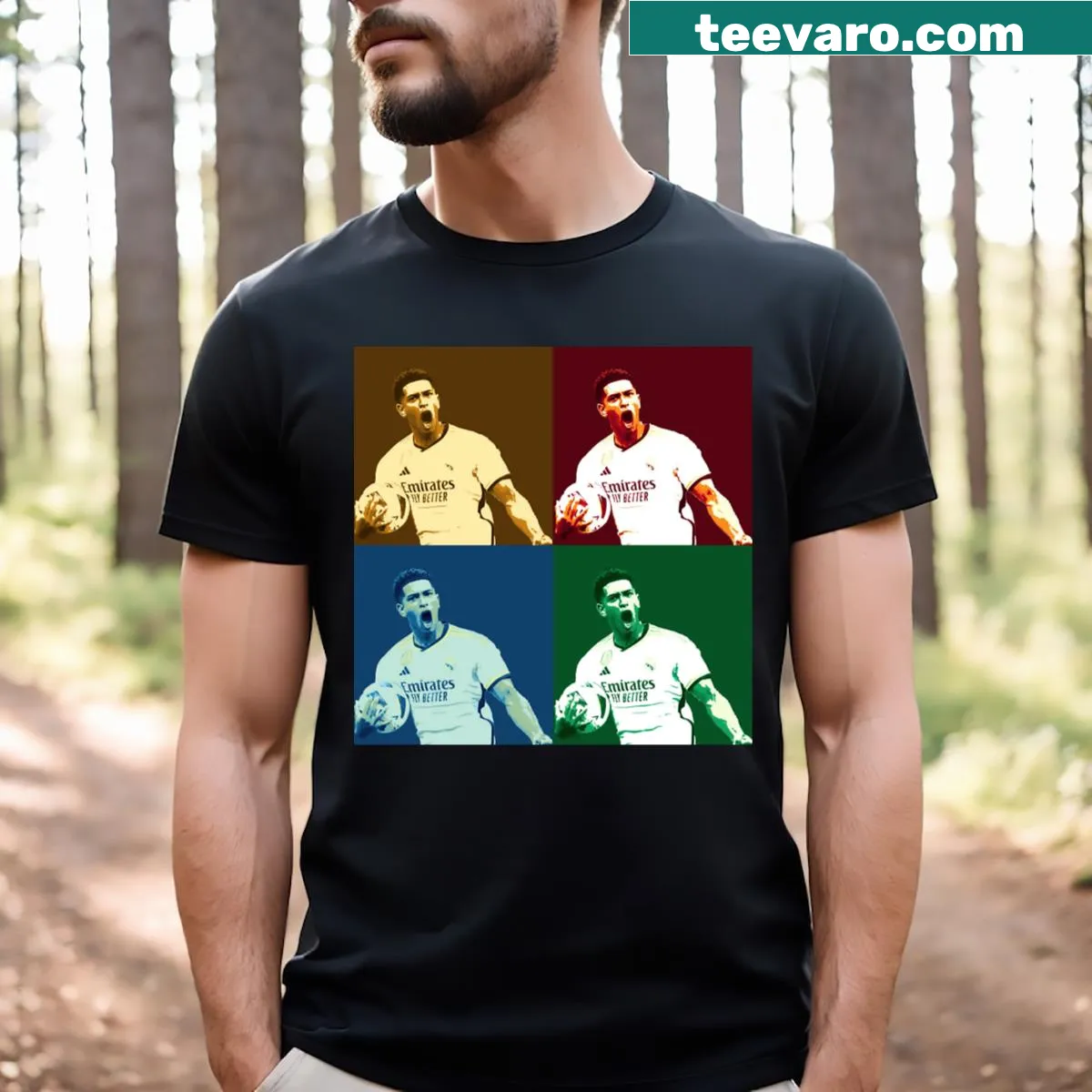 Pop art T-shirt featuring Rael Madrid's graphic design — on a men's t-shirt