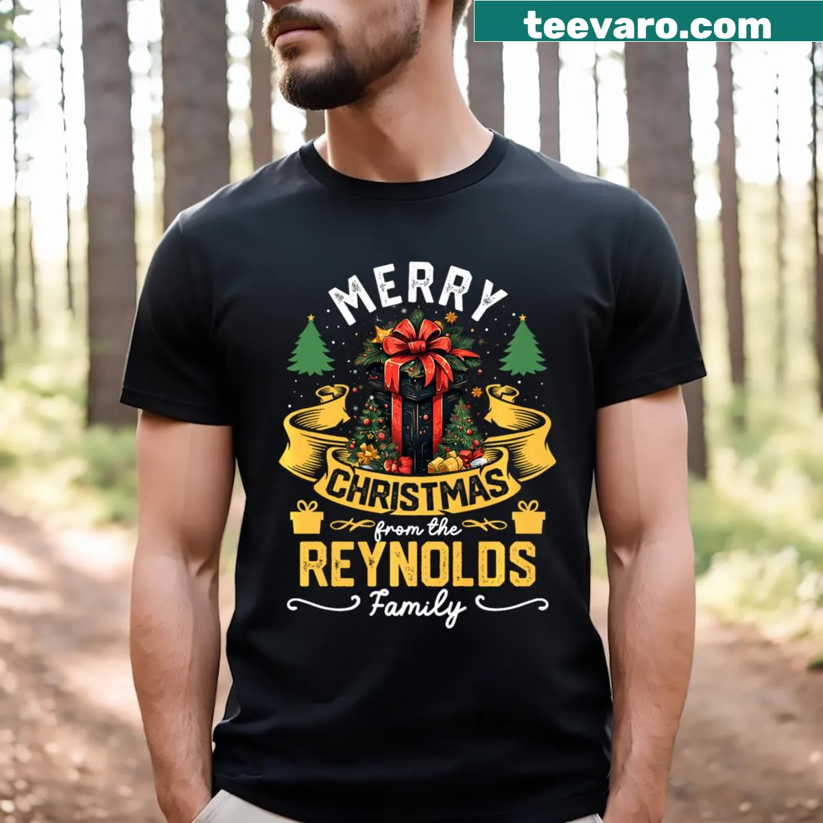 Family-themed Christmas costume t-shirt for group events — on a men's t-shirt