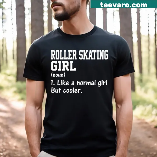 Funny t-shirt with roller skating girl definition