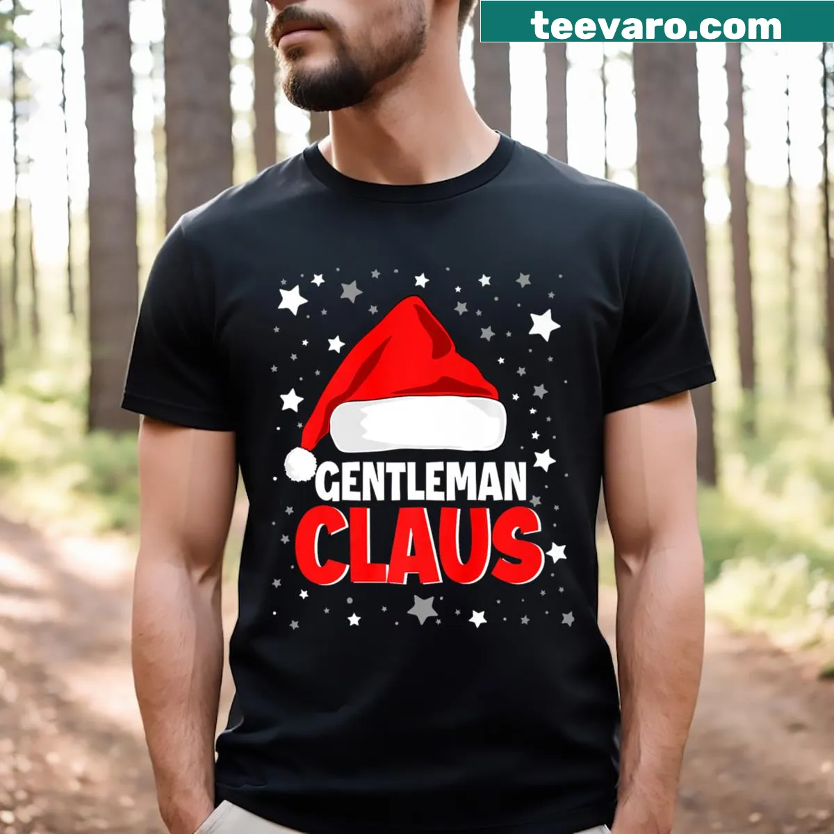 Gentleman Santa Claus graphic on a Christmas-themed t-shirt — on a men's t-shirt