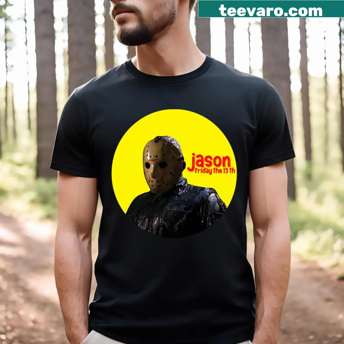 Vintage distressed graphic of a horror killer on a T-shirt — on a men's t-shirt