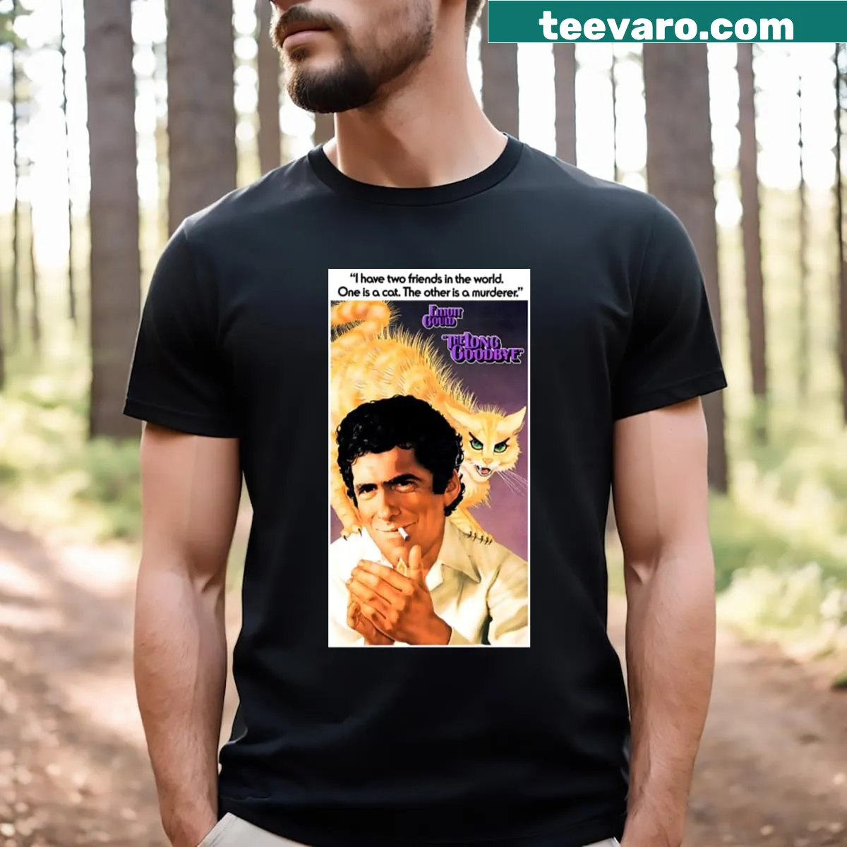 Illustration depicting the theme of goodbyes on a T-shirt — on a men's t-shirt