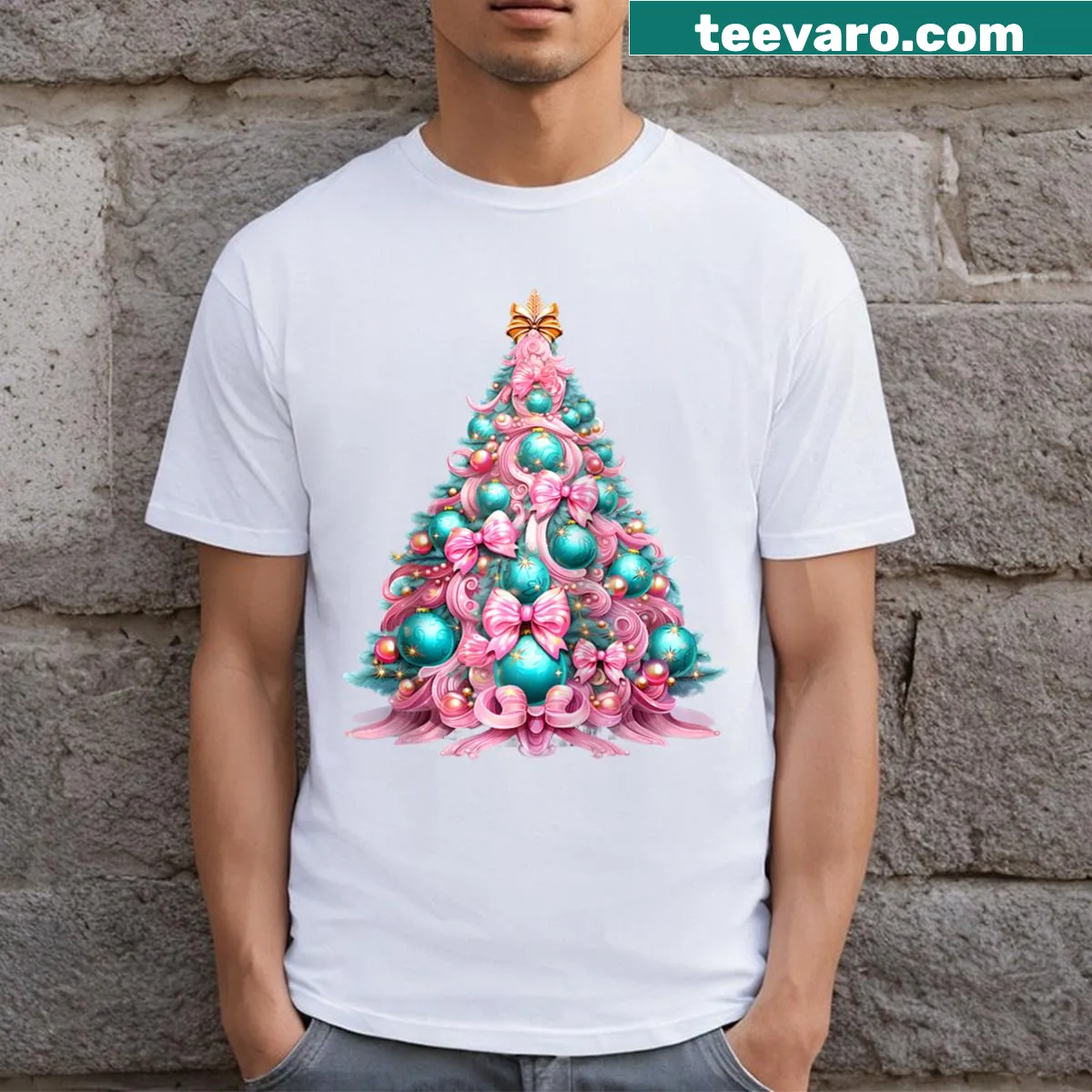 Cute Christmas tree graphic T-shirt for girls — on a men's t-shirt