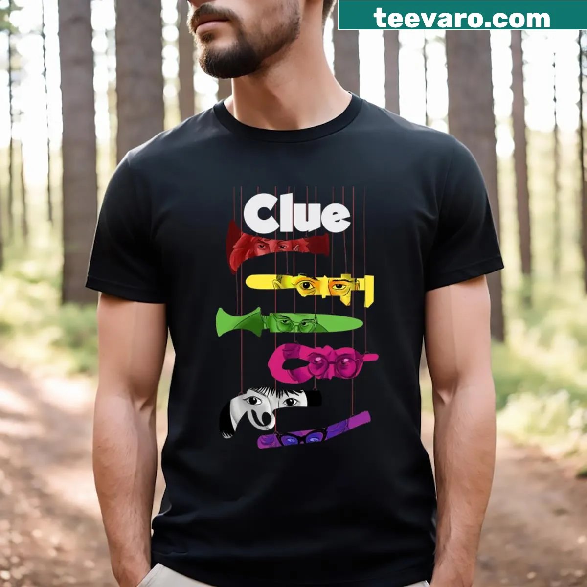 Vintage Clue Reals T-shirt inspired by the board game — on a men's t-shirt
