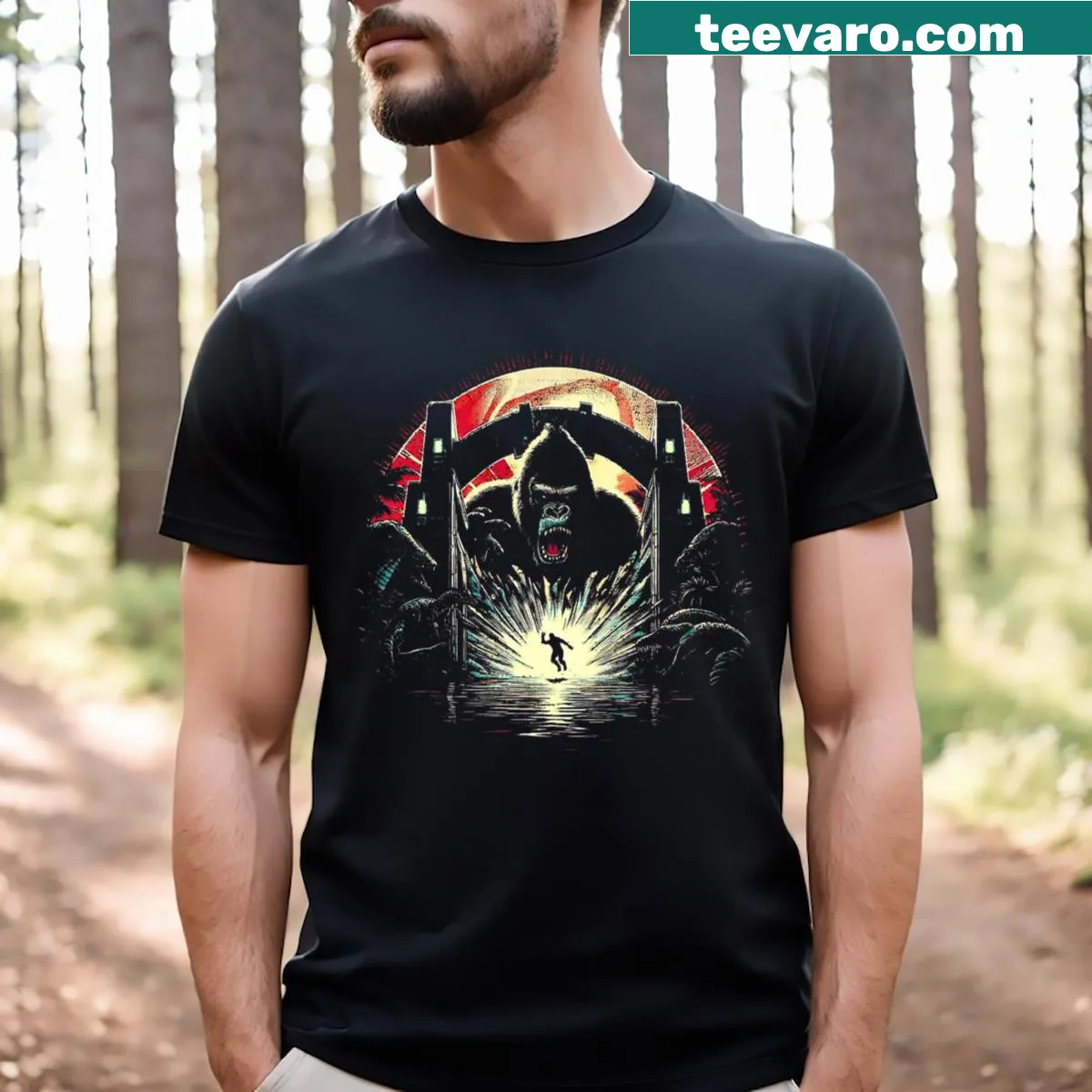 King Kong-themed T-shirt with iconic movie phrase — on a men's t-shirt