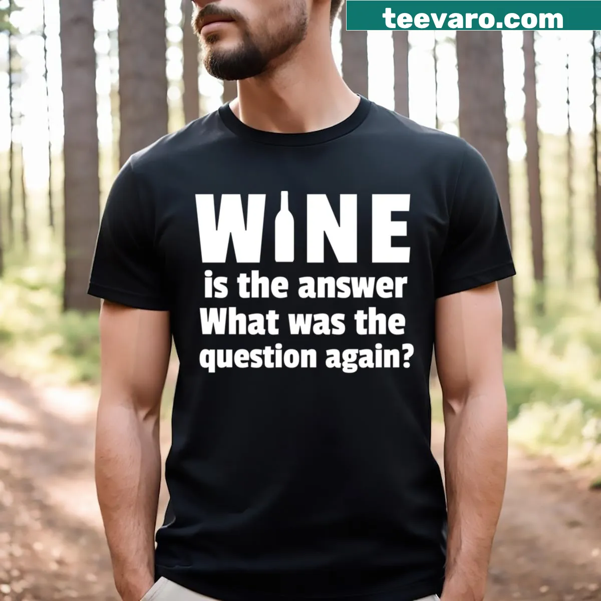 Funny graduation T-shirt with wine-themed phrase — on a men's t-shirt