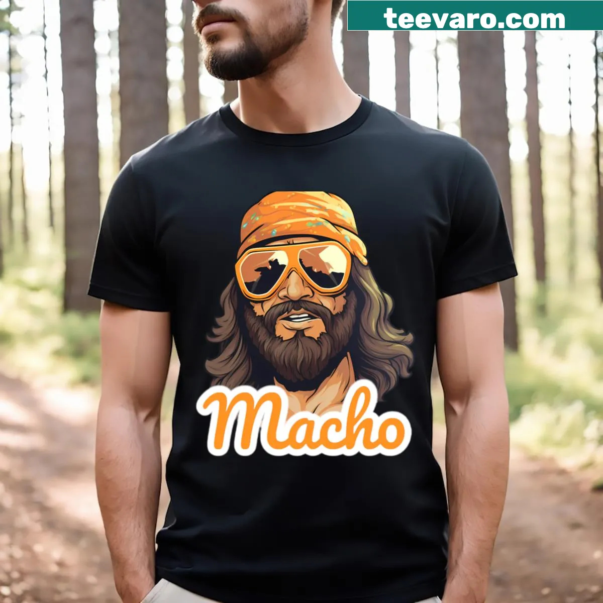 Bold wrestling T-shirt featuring Macho Man graphic — on a men's t-shirt