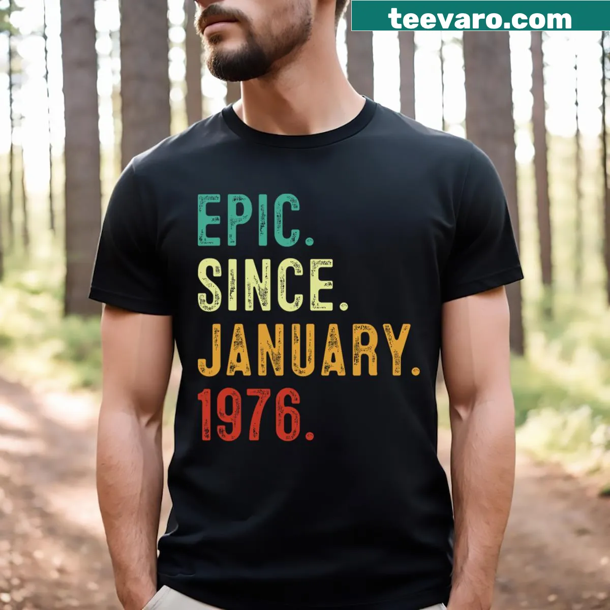 T-shirt celebrating 48th birthday with bold typography — on a men's t-shirt
