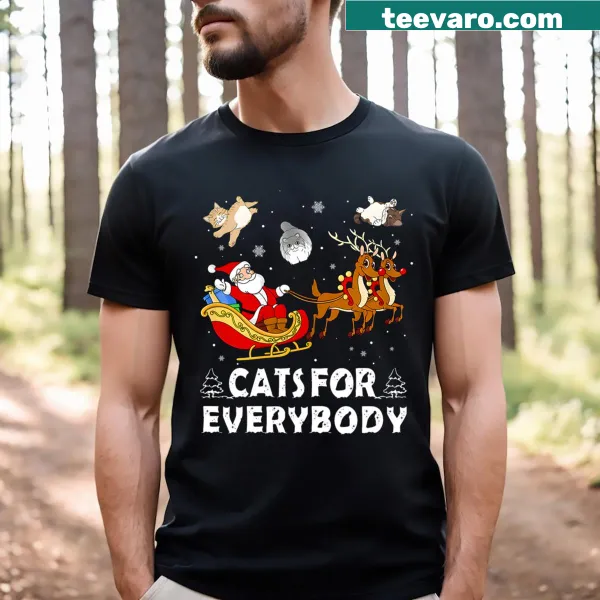 Christmas T-shirt for kids featuring funny cat graphics