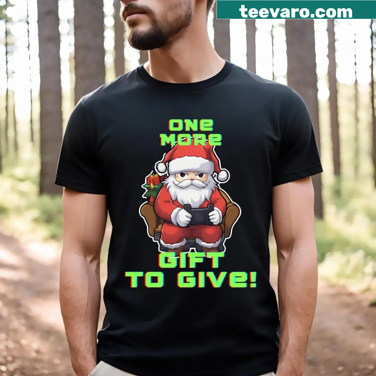 Christmas t-shirt featuring gaming-themed graphics — on a men's t-shirt