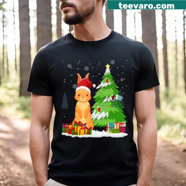Family matching T-shirt with a Santa hat wearing rabbit illustration