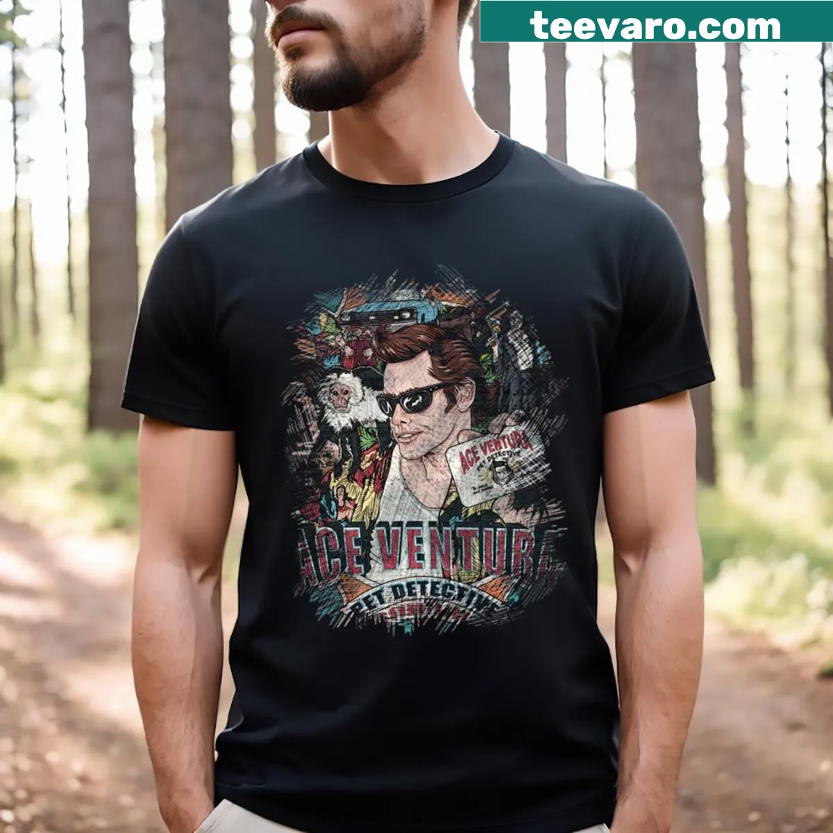 Stylish detective graphic t-shirt for mystery enthusiasts — on a men's t-shirt