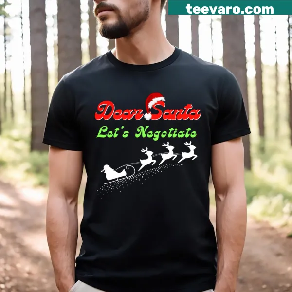 Family matching Christmas T-shirt with 'Let's Negotiate I Can Explain' text