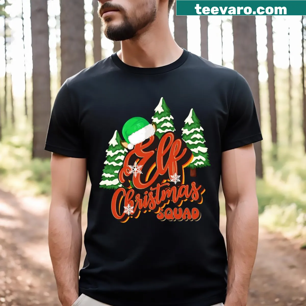 Cute T-shirt featuring an elf for Christmas — on a men's t-shirt