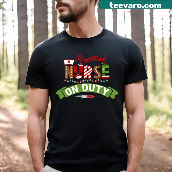 Funny Christmas nurse t-shirt with pun quote for registered nurses