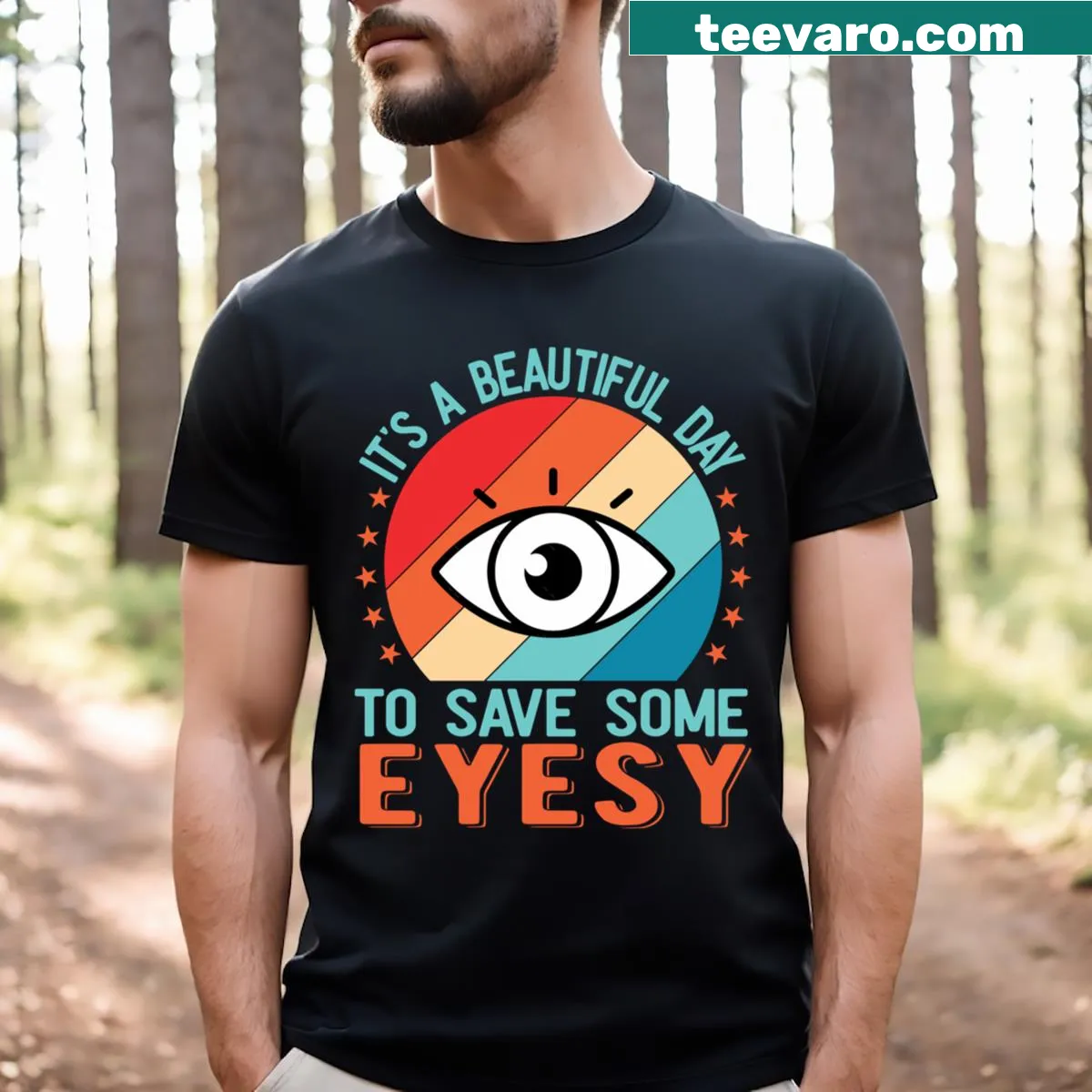 Funny optometrist t-shirt with humorous eye care quote — on a men's t-shirt