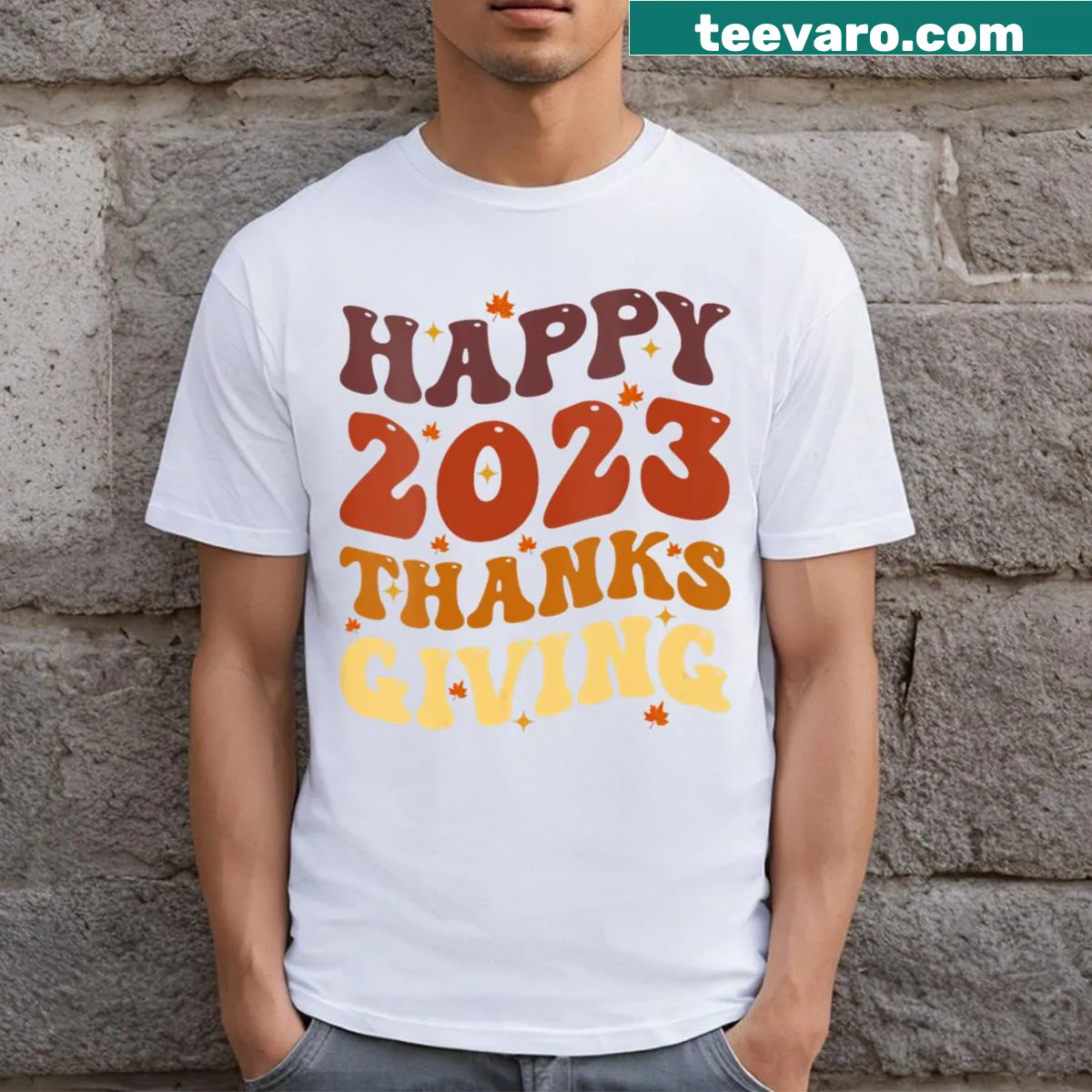 Vintage Thanksgiving t-shirt for families and couples — on a men's t-shirt