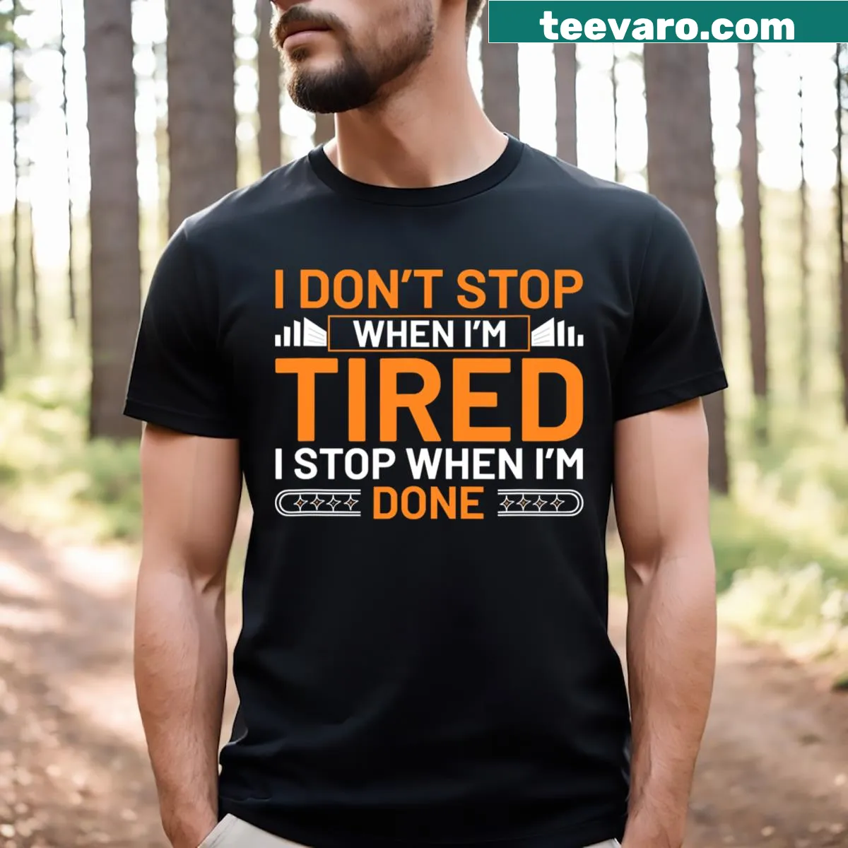 Inspirational gym wear t-shirt with motivational quote — on a men's t-shirt