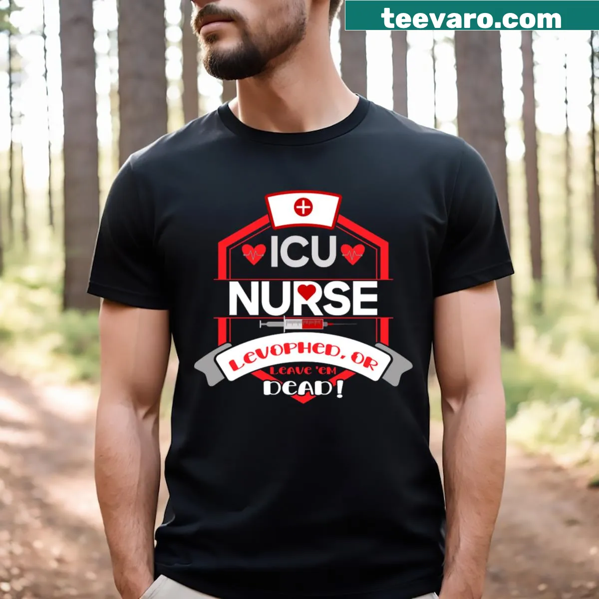 Christmas-themed nurse t-shirt with humorous pun design — on a men's t-shirt