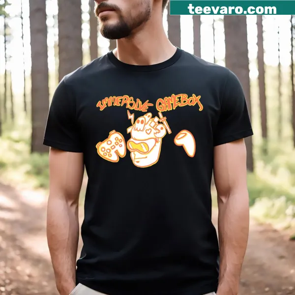 T-shirt featuring a playful gaming-themed graphic design