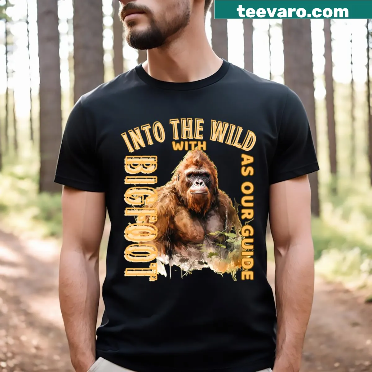 Cartoon Yeti t-shirt with a humorous Bigfoot graphic — on a men's t-shirt