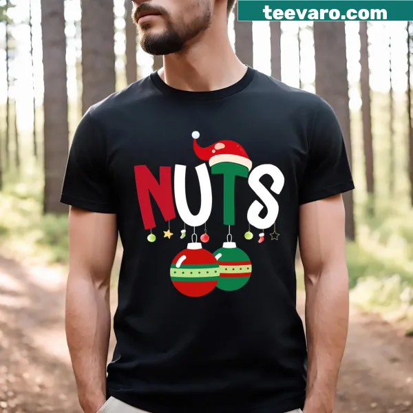 Funny Christmas matching couples t-shirt with chestnut graphic