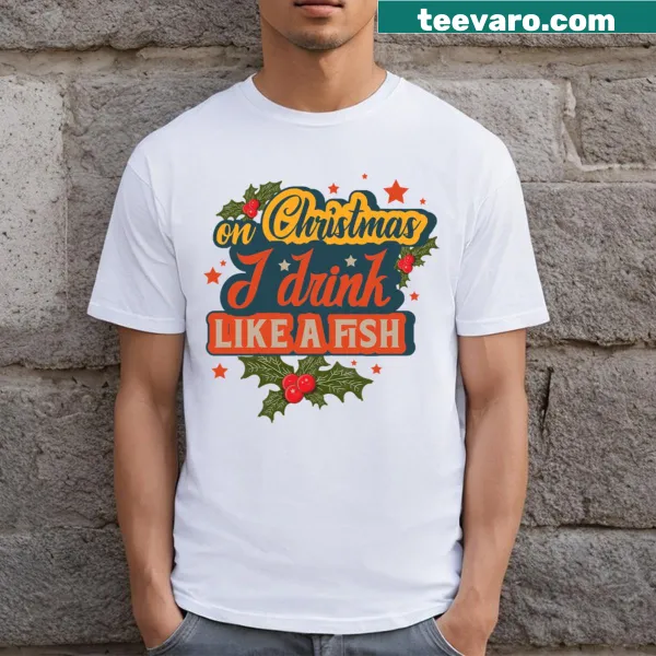 Funny Christmas t-shirt with a humorous drinking quote