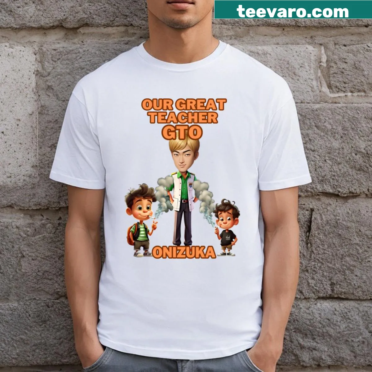 Funny meme t-shirt featuring Gto Onizuka with a humorous quote — on a men's t-shirt