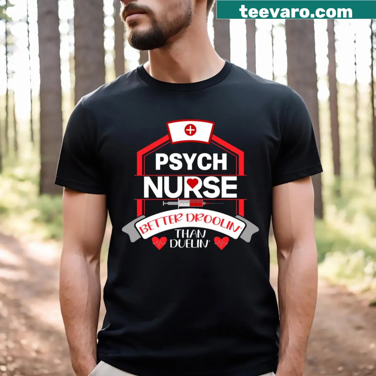 Funny nurse holiday pun t-shirt for Christmas — on a men's t-shirt
