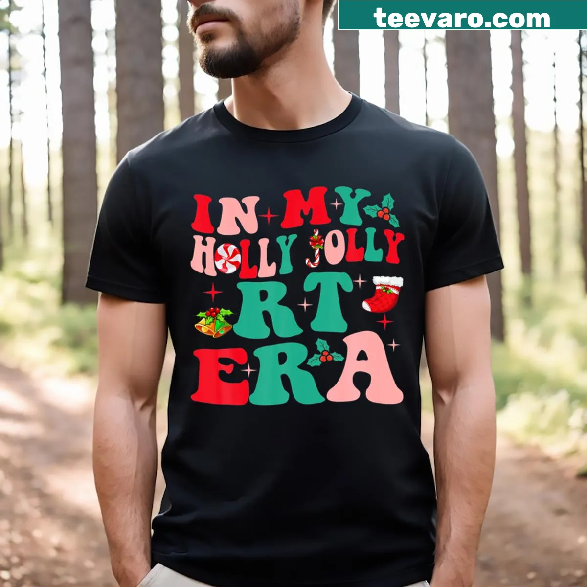 Retro Christmas tee celebrating respiratory therapy with fun text — on a men's t-shirt