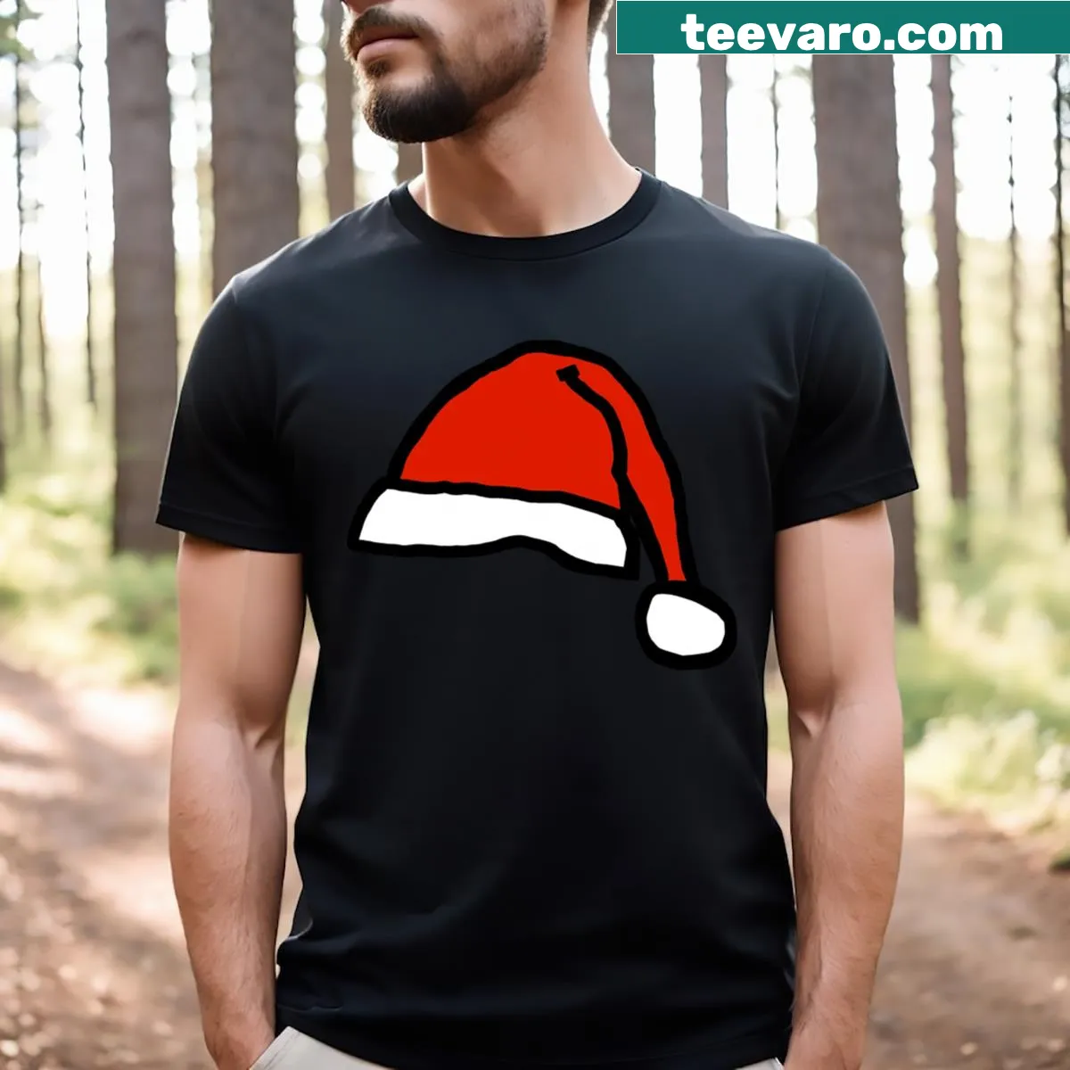 T-shirt with a cute Santa hat graphic for holiday celebrations — on a men's t-shirt