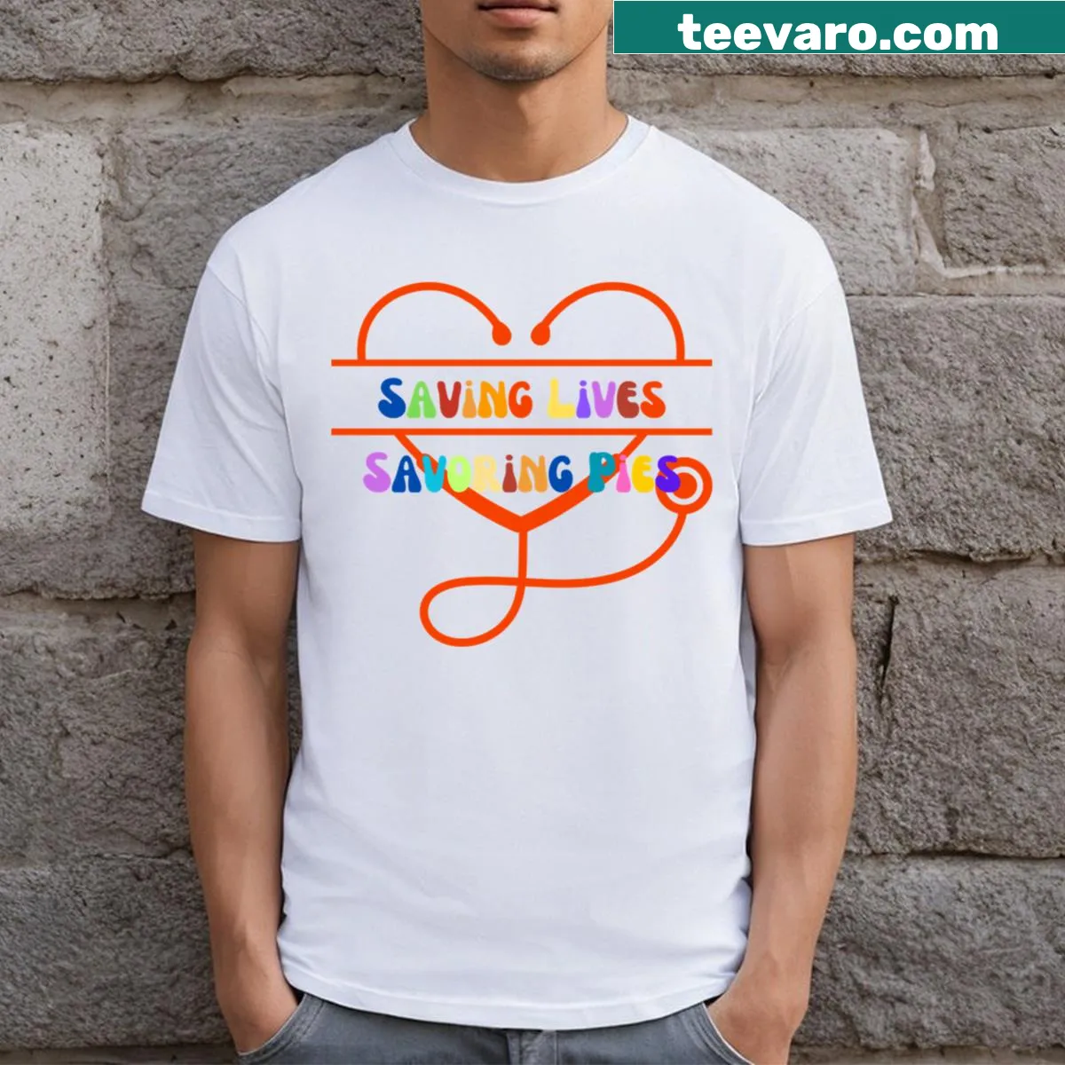 Funny Thanksgiving shirt for doctors and nurses about pie — on a men's t-shirt