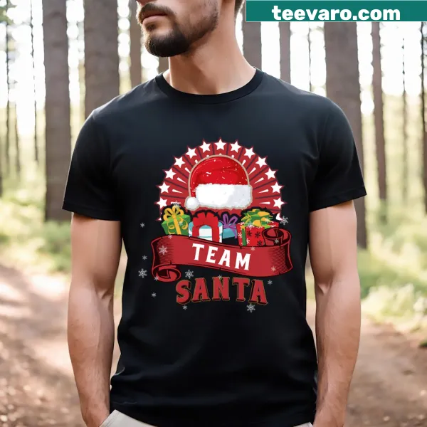 Christmas T-shirt featuring a joyful Team Santa design for families