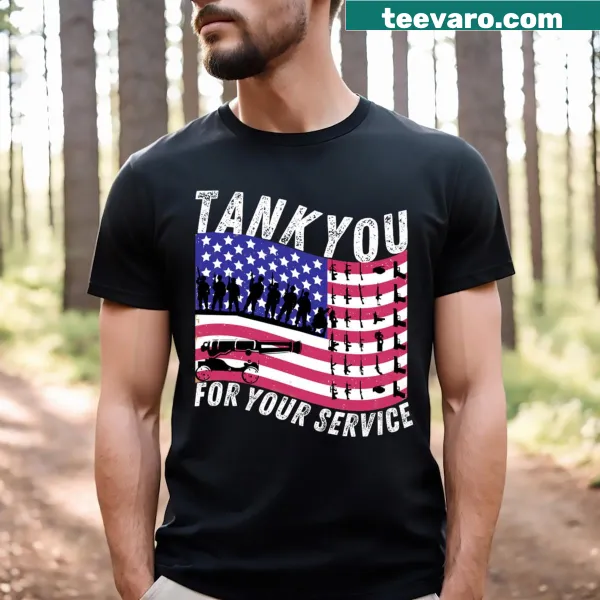T-shirt featuring a heartfelt message thanking veterans for their service