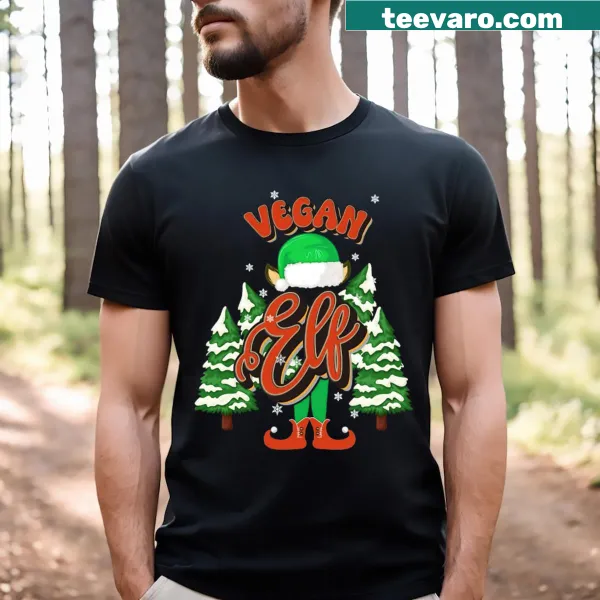 Whimsical vegan elf graphic for Christmas