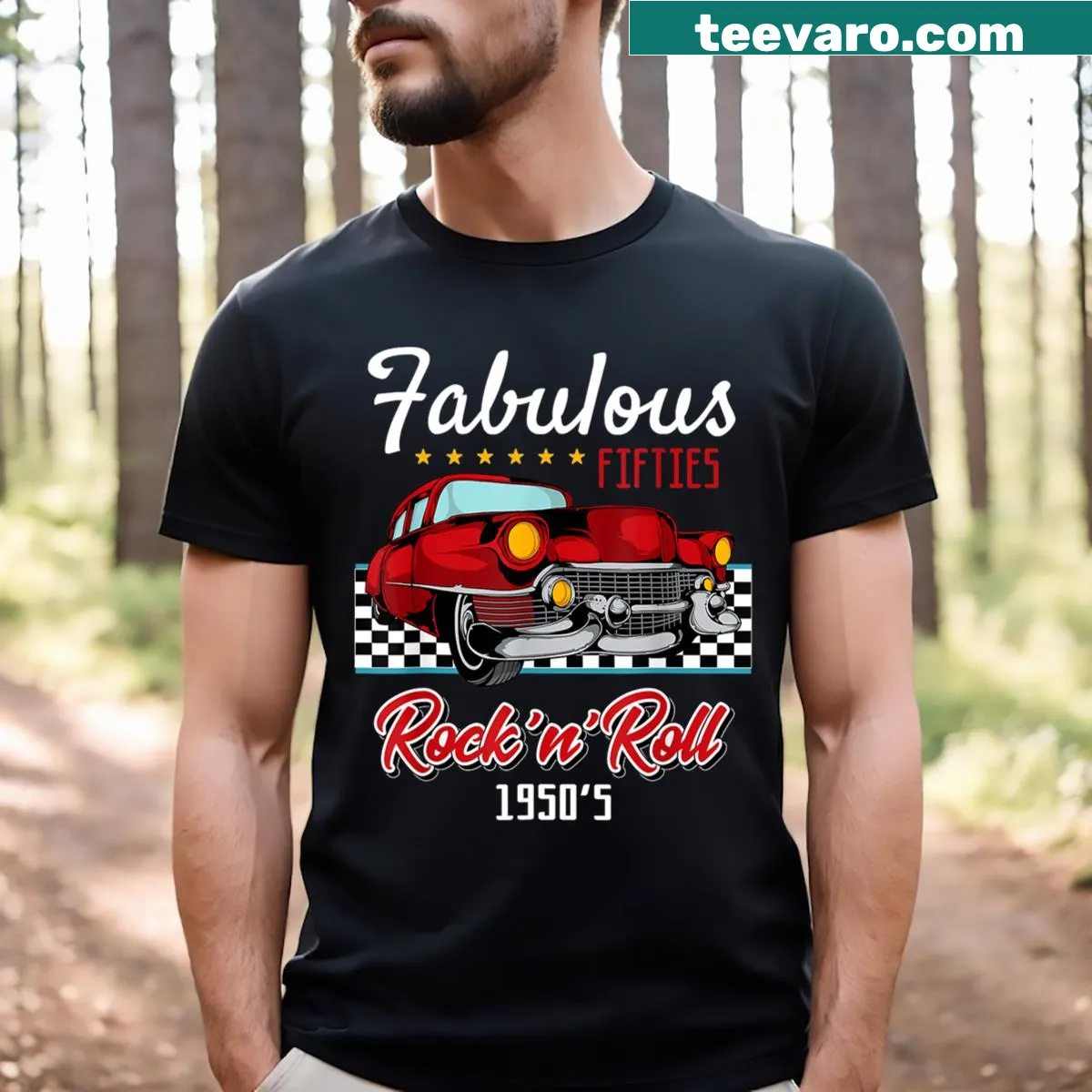 Vintage-inspired 50s rockabilly men's t-shirt — on a men's t-shirt