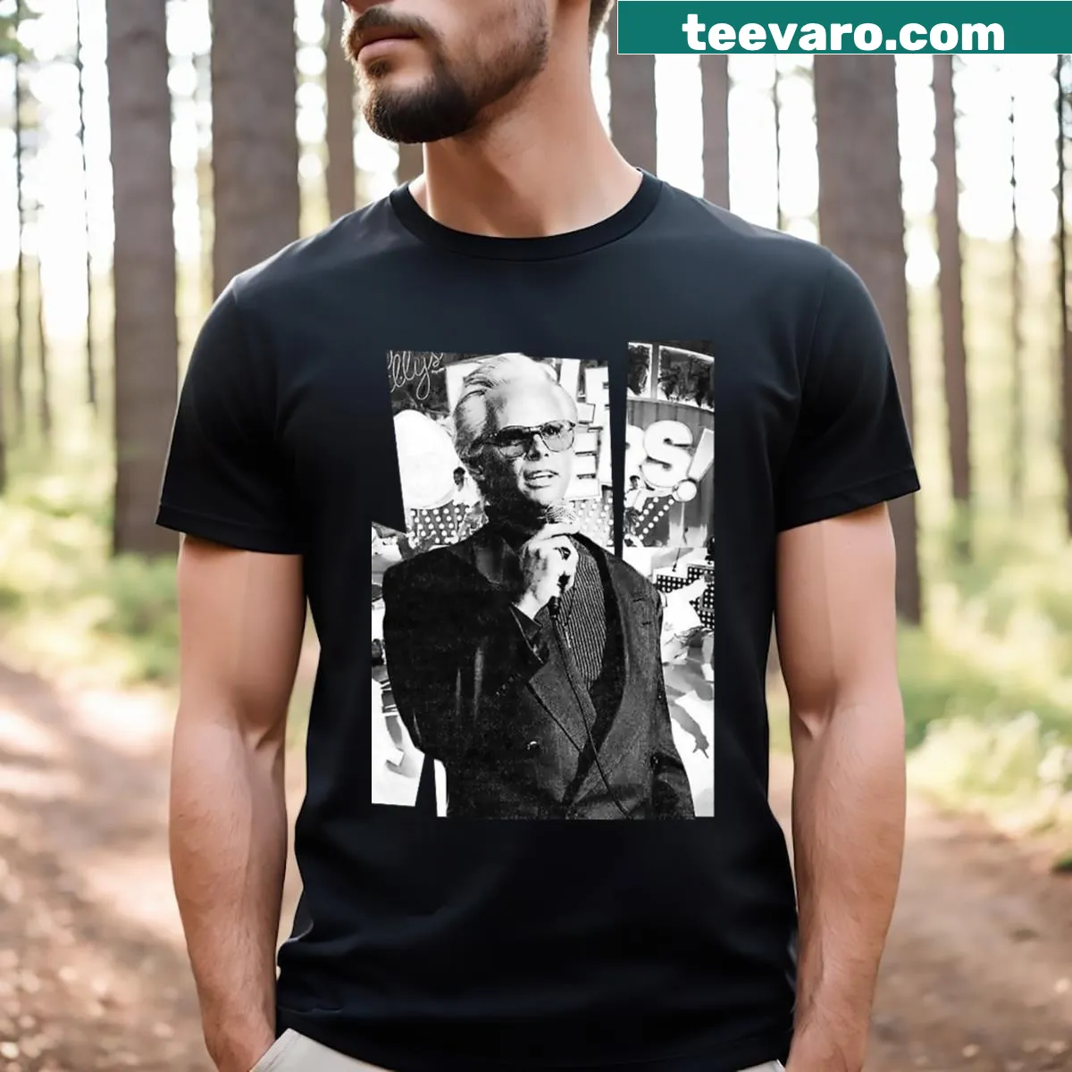 Black and white urban t-shirt with Baby Billy text — on a men's t-shirt