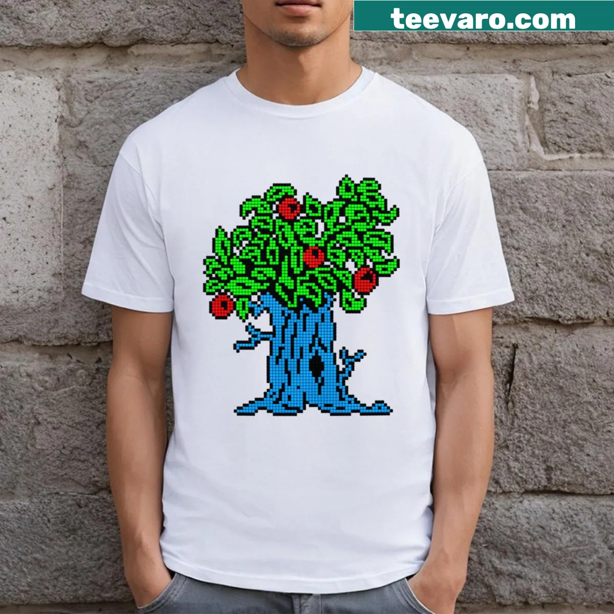 Graphic T-shirt inspired by classic gaming of the 'C64' era — on a men's t-shirt