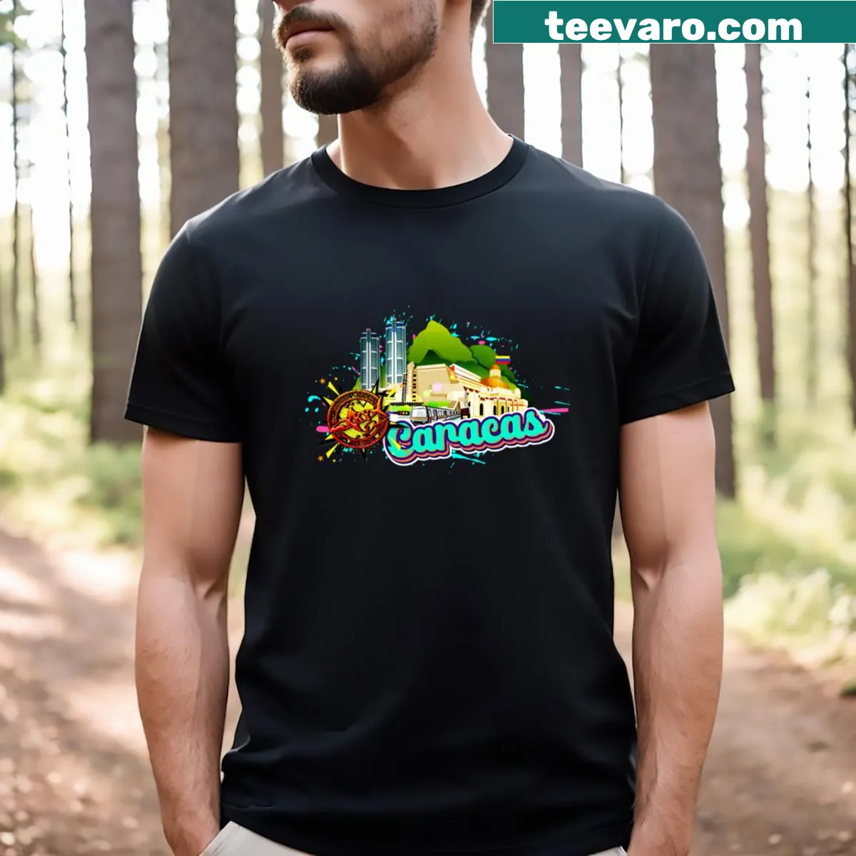 Vintage-style T-shirt celebrating Caracas with nostalgic text — on a men's t-shirt