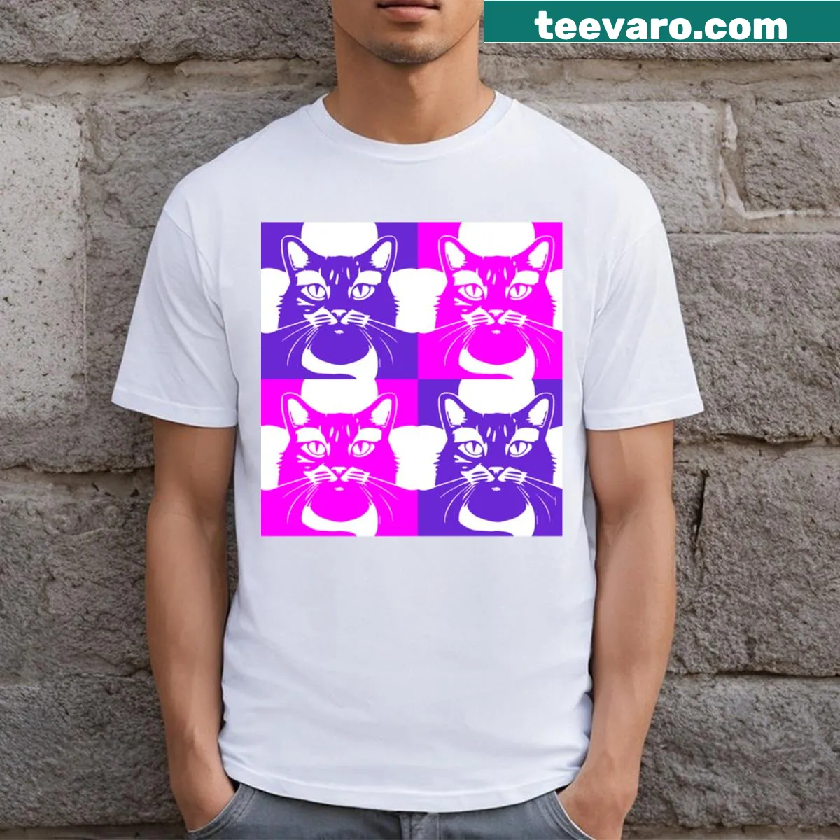 Cartoon cat design on a playful T-shirt — on a men's t-shirt