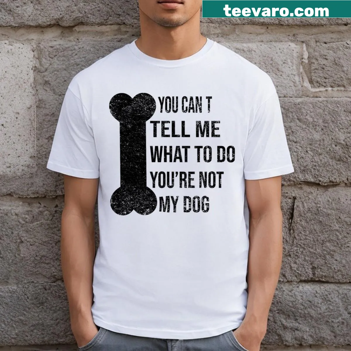 Funny dog lover t-shirt with bold text about dogs and humor — on a men's t-shirt
