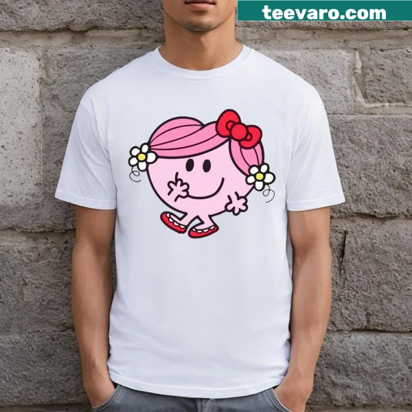 Little Miss character Valentine's Day illustration on t-shirt